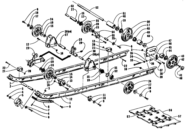 Parts Diagram for Arctic Cat 1992 JAG SPECIAL SNOWMOBILE SLIDE RAIL AND TRACK ASSEMBLY