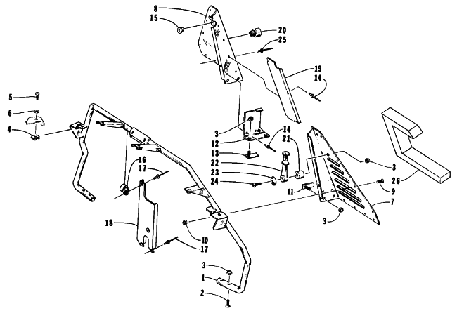 Parts Diagram for Arctic Cat 1992 EXT SNOWMOBILE STEERING SUPPORT ASSEMBLY