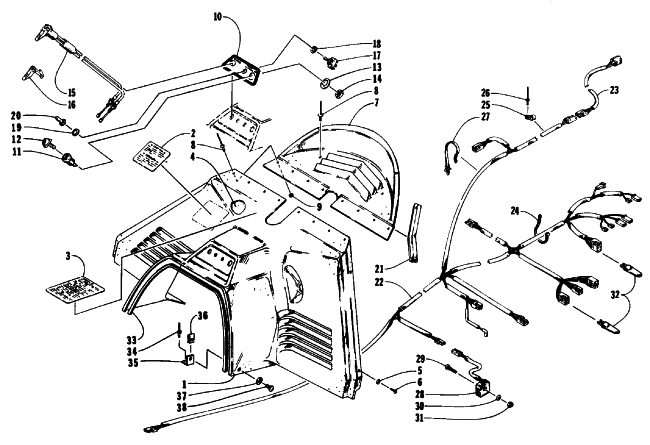 Parts Diagram for Arctic Cat 1992 EXT SNOWMOBILE CONSOLE, SWITCHES, AND WIRING ASSEMBLIES