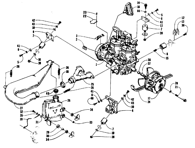 Parts Diagram for Arctic Cat 1992 EXT SPECIAL SNOWMOBILE ENGINE AND RELATED PARTS