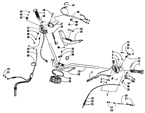 Parts Diagram for Arctic Cat 1993 EXT EFI SNOWMOBILE HANDLEBAR AND CONTROLS