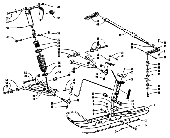 Parts Diagram for Arctic Cat 1992 EXT SPECIAL SNOWMOBILE SKI AND FRONT SUSPENSION