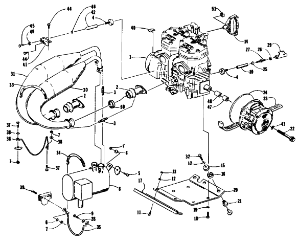 Parts Diagram for Arctic Cat 1992 WILDCAT MOUNTAIN CAT EFI SNOWMOBILE ENGINE AND RELATED PARTS