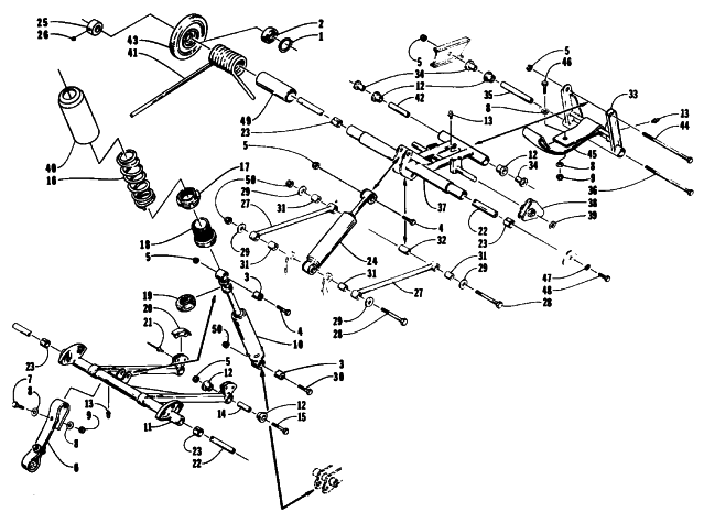 Parts Diagram for Arctic Cat 1993 EXT EFI SNOWMOBILE REAR SUSPENSION ARM ASSEMBLIES