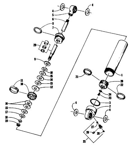 Parts Diagram for Arctic Cat 1992 PROWLER SPECIAL SNOWMOBILE REAR SUSPENSION REAR ARM SHOCK ABSORBER