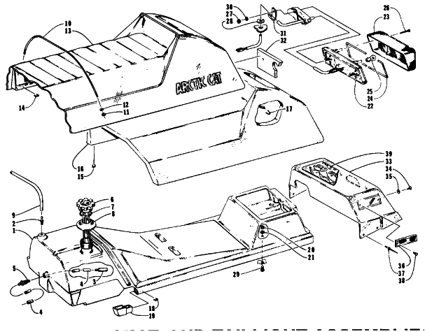Parts Diagram for Arctic Cat 1993 COUGAR MOUNTAIN CAT SNOWMOBILE GAS TANK, SEAT, AND TAILLIGHT ASSEMBLIES