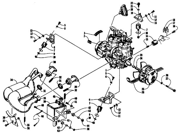Parts Diagram for Arctic Cat 1992 WILDCAT SNOWMOBILE ENGINE AND RELATED PARTS