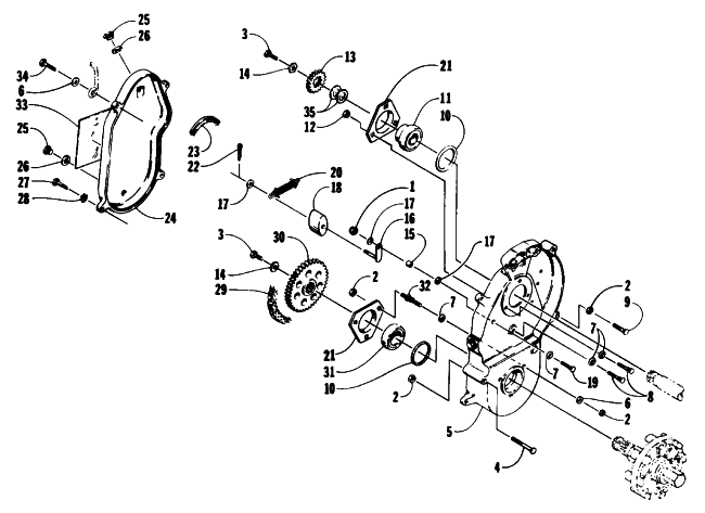 Parts Diagram for Arctic Cat 1993 LYNX SNOWMOBILE DRIVE/DROPCASE ASSEMBLY