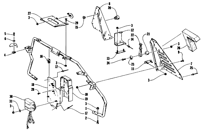 Parts Diagram for Arctic Cat 1993 EXT EFI SNOWMOBILE STEERING SUPPORT ASSEMBLY