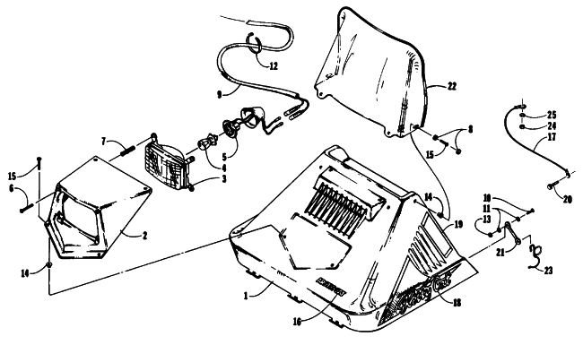 Parts Diagram for Arctic Cat 1994 KITTY CAT SNOWMOBILE HOOD ASSEMBLY