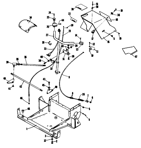Parts Diagram for Arctic Cat 1994 KITTY CAT SNOWMOBILE STEERING, FRONT FRAME, AND CONSOLE