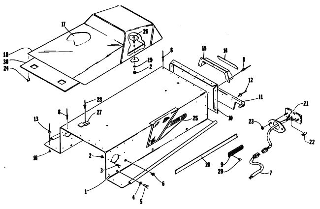 Parts Diagram for Arctic Cat 1993 KITTY CAT SNOWMOBILE SEAT, TUNNEL, AND TAILIGHT