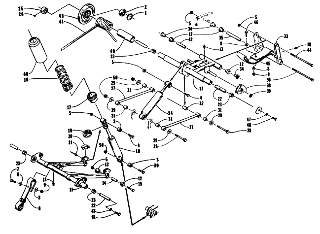 Parts Diagram for Arctic Cat 1993 COUGAR SNOWMOBILE REAR SUSPENSION ARM ASSEMBLIES