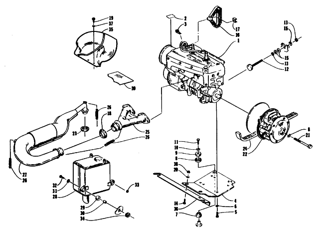 Parts Diagram for Arctic Cat 1993 JAG Z SNOWMOBILE ENGINE AND RELATED PARTS