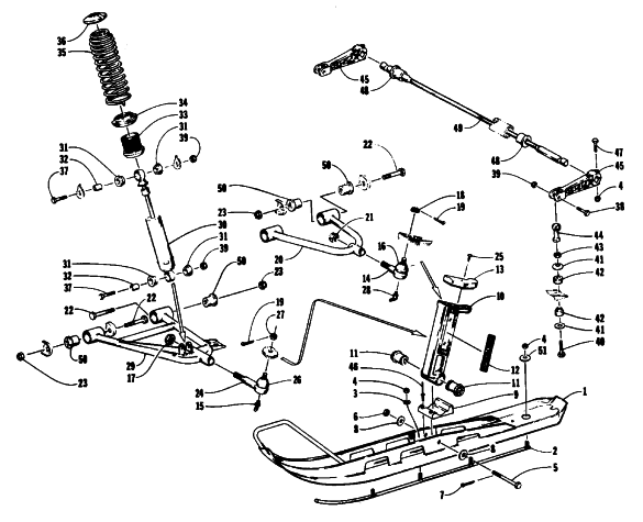 Parts Diagram for Arctic Cat 1993 JAG Z SNOWMOBILE SKI AND FRONT SUSPENSION