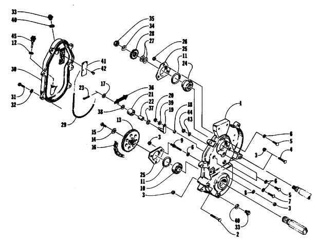 Parts Diagram for Arctic Cat 1994 PROWLER SNOWMOBILE DRIVE/DROPCASE ASSEMBLY