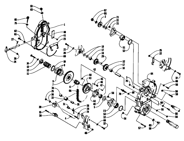 Parts Diagram for Arctic Cat 1993 JAG AFS LT 1 SPEED SNOWMOBILE DRIVE/REVERSE DROPCASE ASSEMBLY