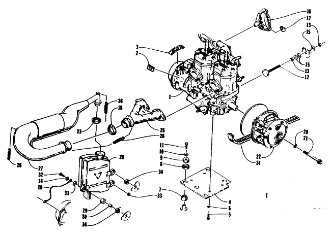 Parts Diagram for Arctic Cat 1993 PROWLER SNOWMOBILE ENGINE AND RELATED PARTS