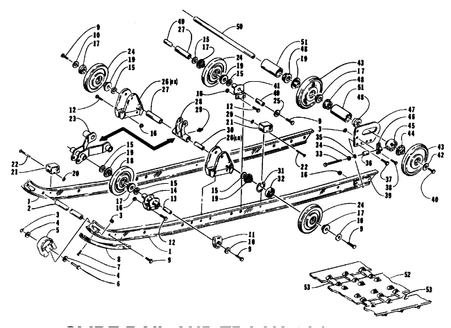 Parts Diagram for Arctic Cat 1993 COUGAR SNOWMOBILE SLIDE RAIL AND TRACK ASSEMBLY