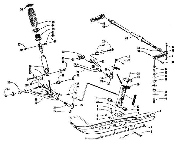 Parts Diagram for Arctic Cat 1993 EXT 580 Z SNOWMOBILE SKI AND FRONT SUSPENSION