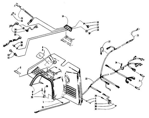 Parts Diagram for Arctic Cat 1993 EXT 580 Z SNOWMOBILE CONSOLE, SWITCHES, AND WIRING ASSEMBLIES