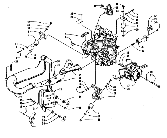 Parts Diagram for Arctic Cat 1993 EXT 580 Z SNOWMOBILE ENGINE AND RELATED PARTS