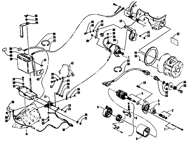 Parts Diagram for Arctic Cat 1993 COUGAR SNOWMOBILE ELECTRIC START ASSEMBLY