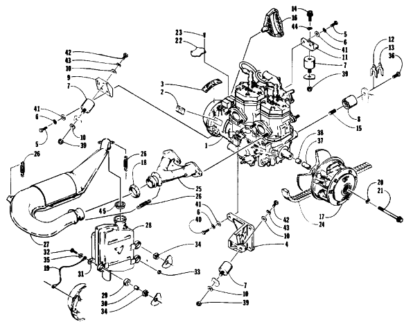Parts Diagram for Arctic Cat 1993 EXT 550 SNOWMOBILE ENGINE AND RELATED PARTS