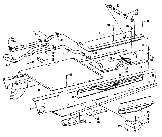 Parts Diagram for Arctic Cat 1993 CHEETAH SNOWMOBILE TUNNEL AND COOLING ASSEMBLIES