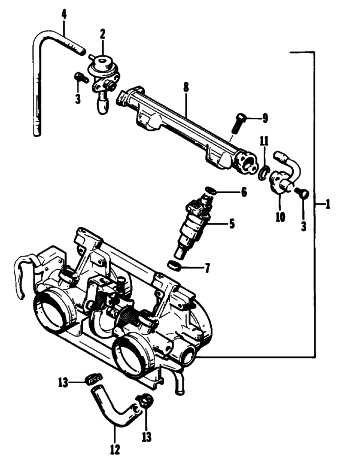 Parts Diagram for Arctic Cat 1994 EXT EFI SNOWMOBILE THROTTLE BODY ASSEMBLY