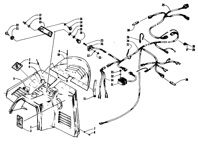 Parts Diagram for Arctic Cat 1993 PANTERA SNOWMOBILE CONSOLE, SWITCHES, AND WIRING ASSEMBLIES