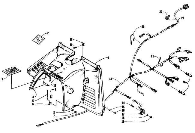 Parts Diagram for Arctic Cat 1993 WILDCAT SNOWMOBILE CONSOLE AND WIRING ASSEMBLIES