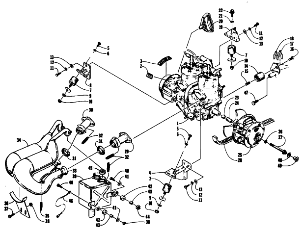 Parts Diagram for Arctic Cat 1993 WILDCAT SNOWMOBILE ENGINE AND RELATED PARTS