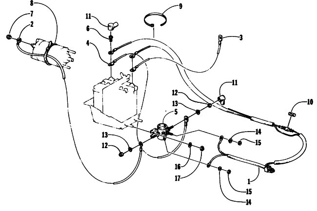 Parts Diagram for Arctic Cat 1993 PANTERA SNOWMOBILE ELECTRIC START - SOLENOID, HARNESS, AND CABLES
