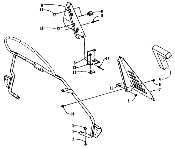 Parts Diagram for Arctic Cat 1995 THUNDERCAT MC DEEP LUG SNOWMOBILE STEERING SUPPORT ASSEMBLY