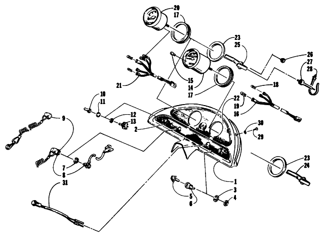 Parts Diagram for Arctic Cat 1993 WILDCAT EFI SNOWMOBILE CONSOLE EXTENSION, SWITCHES, AND INSTRUMENTS