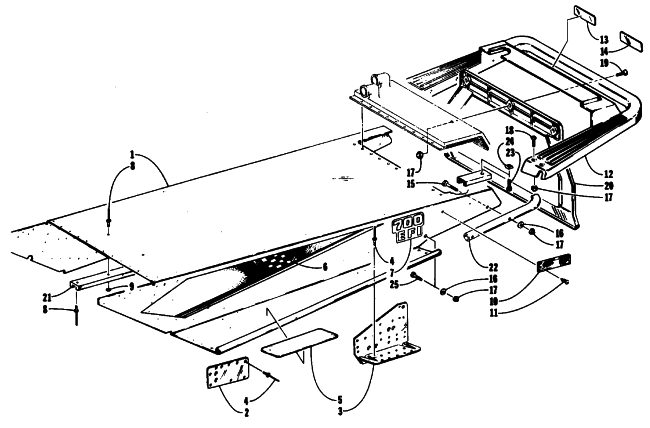 Parts Diagram for Arctic Cat 1993 WILDCAT EFI SNOWMOBILE TUNNEL AND REAR BUMPER