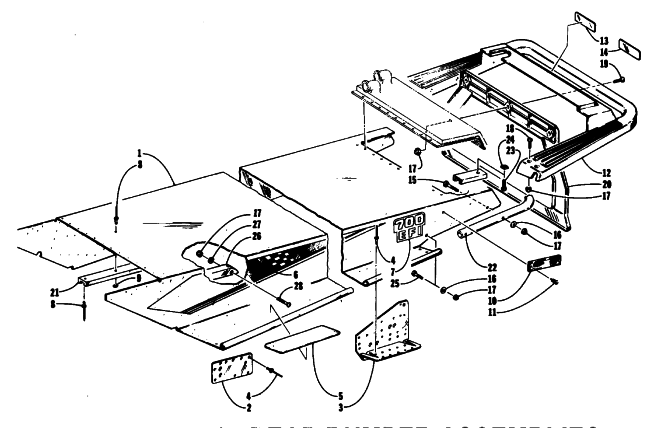 Parts Diagram for Arctic Cat 1993 WILDCAT MOUNTAIN CAT EFI SNOWMOBILE TUNNEL AND REAR BUMPER