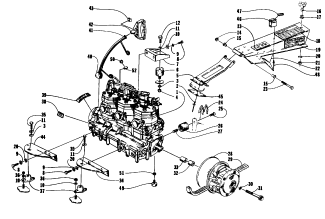 Parts Diagram for Arctic Cat 1993 THUNDERCAT SNOWMOBILE ENGINE AND RELATED PARTS
