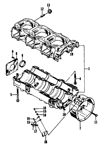 Parts Diagram for Arctic Cat 1994 THUNDERCAT SNOWMOBILE CRANKCASE ASSEMBLY