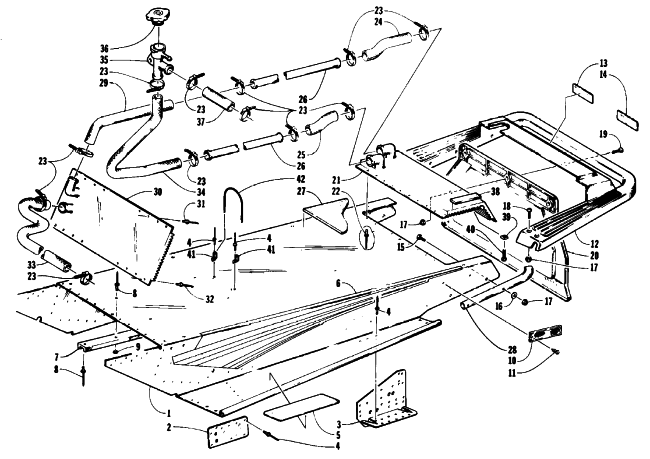 Parts Diagram for Arctic Cat 1993 440 ZR SNOWMOBILE TUNNEL, COOLING, AND REAR BUMPER