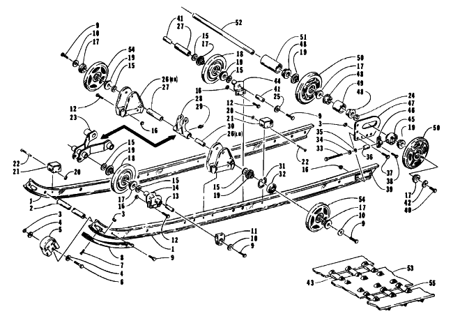 Parts Diagram for Arctic Cat 1993 440 ZR SNOWMOBILE SLIDE RAIL AND TRACK ASSEMBLY