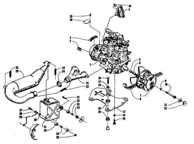 Parts Diagram for Arctic Cat 1993 580 ZR SNOWMOBILE ENGINE AND RELATED PARTS