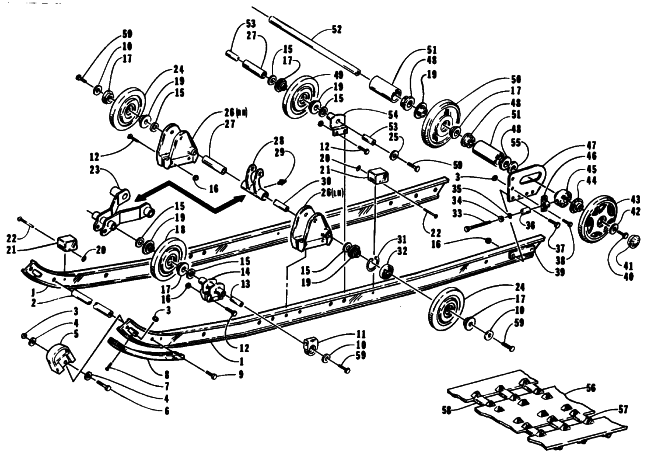 Parts Diagram for Arctic Cat 1994 JAG SNOWMOBILE SLIDE RAIL AND TRACK ASSEMBLY