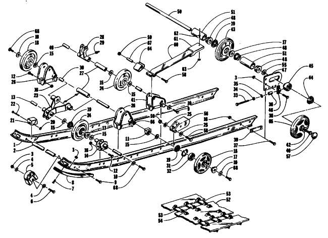 Parts Diagram for Arctic Cat 1994 PANTHER DELUXE SNOWMOBILE SLIDE RAIL AND TRACK ASSEMBLY