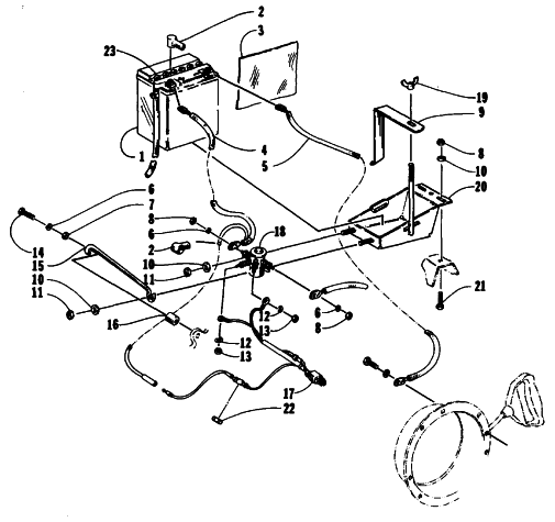 Parts Diagram for Arctic Cat 1994 PANTHER DELUXE SNOWMOBILE BATTERY, SOLENOID, AND CABLES