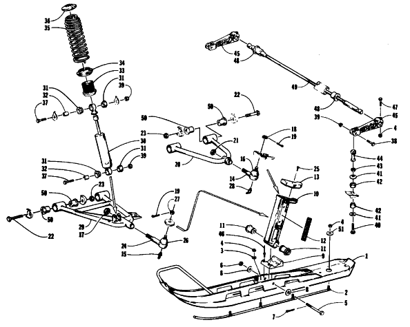 Parts Diagram for Arctic Cat 1994 PROWLER 2-UP SNOWMOBILE SKI AND FRONT SUSPENSION