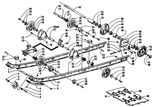 Parts Diagram for Arctic Cat 1994 JAG Z SNOWMOBILE SLIDE RAIL AND TRACK ASSEMBLY