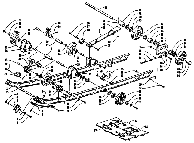 Parts Diagram for Arctic Cat 1994 PANTERA SNOWMOBILE SLIDE RAIL AND TRACK ASSEMBLY