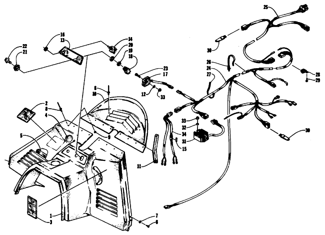 Parts Diagram for Arctic Cat 1994 PANTERA SNOWMOBILE CONSOLE, SWITCHES, AND WIRING ASSEMBLIES